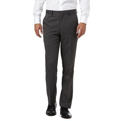 The Collection Big and tall grey donegal flat front trousers